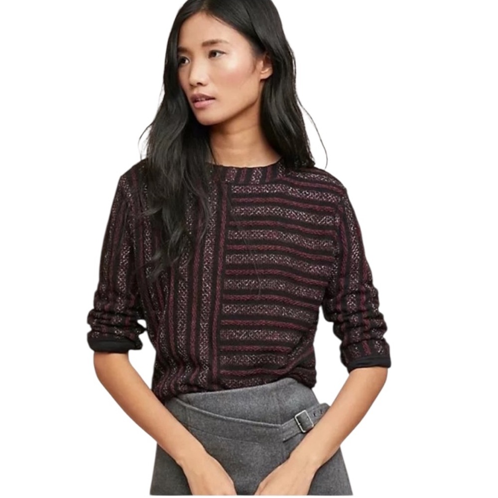 Anthropologie Akemi + Kin “Celeste” Striped Jacquard Knit Sweater (N-1)